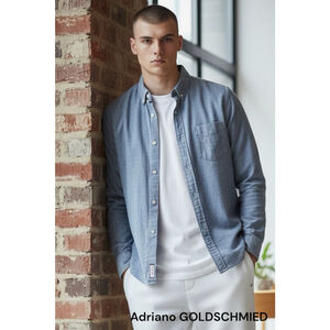 Men's Adriano Goldschmied Blue Casual Button Down Shirt STANDARD FIT small